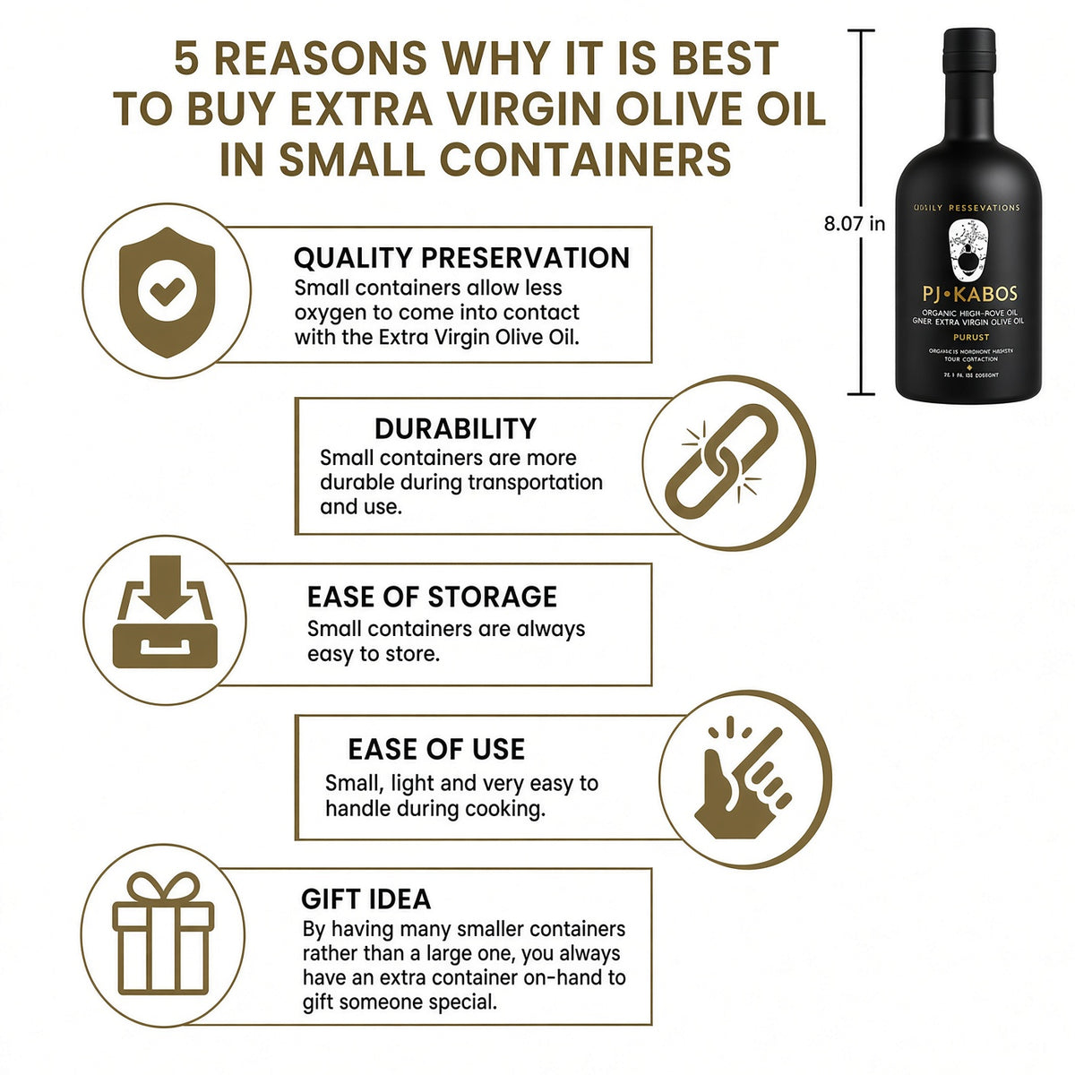 PJ Kabos Organic Greek Extra Virgin Olive Oil – Robust 500ml